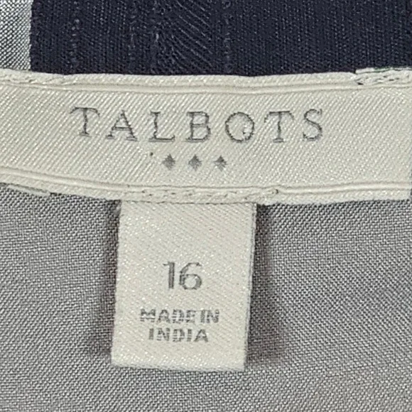 Talbots Womens Navy Blue White Striped Sleeveless Button Front Midi Dress 16 - Picture 3 of 4